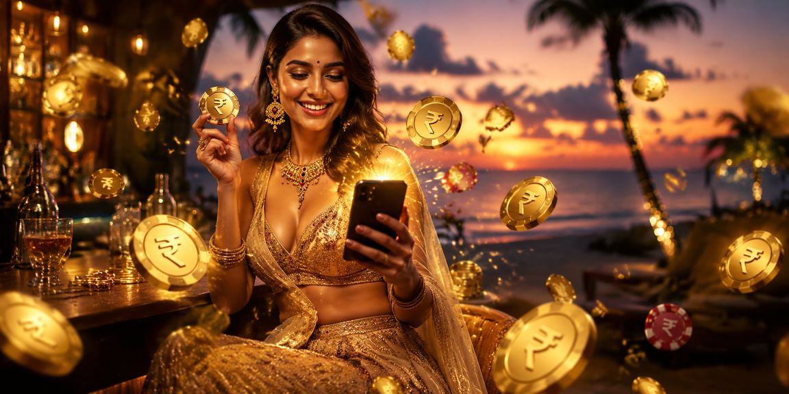 Mobile casino gaming scene at a beach in Goa